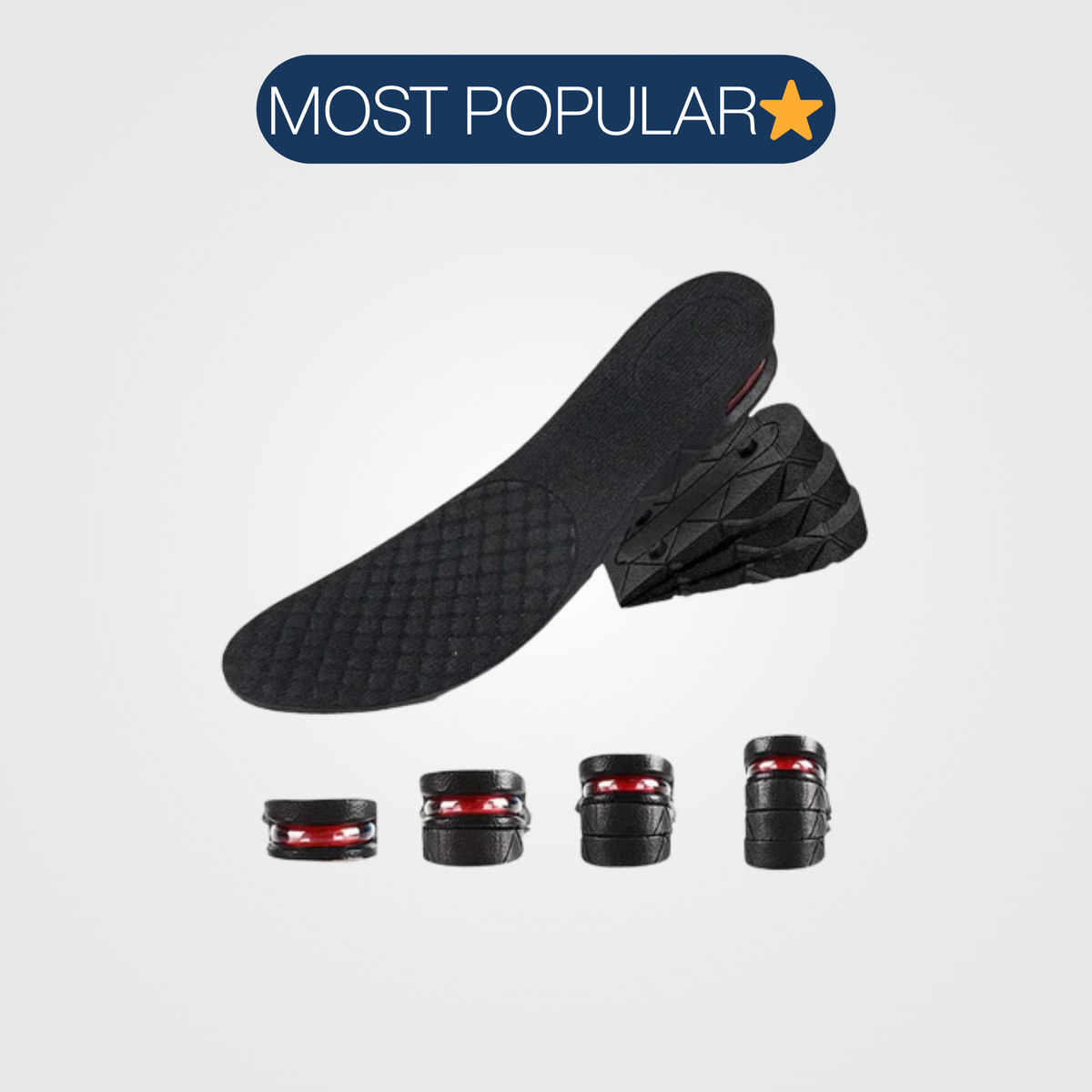 Height increase insoles with adjustable layers for instant height boost inside shoes