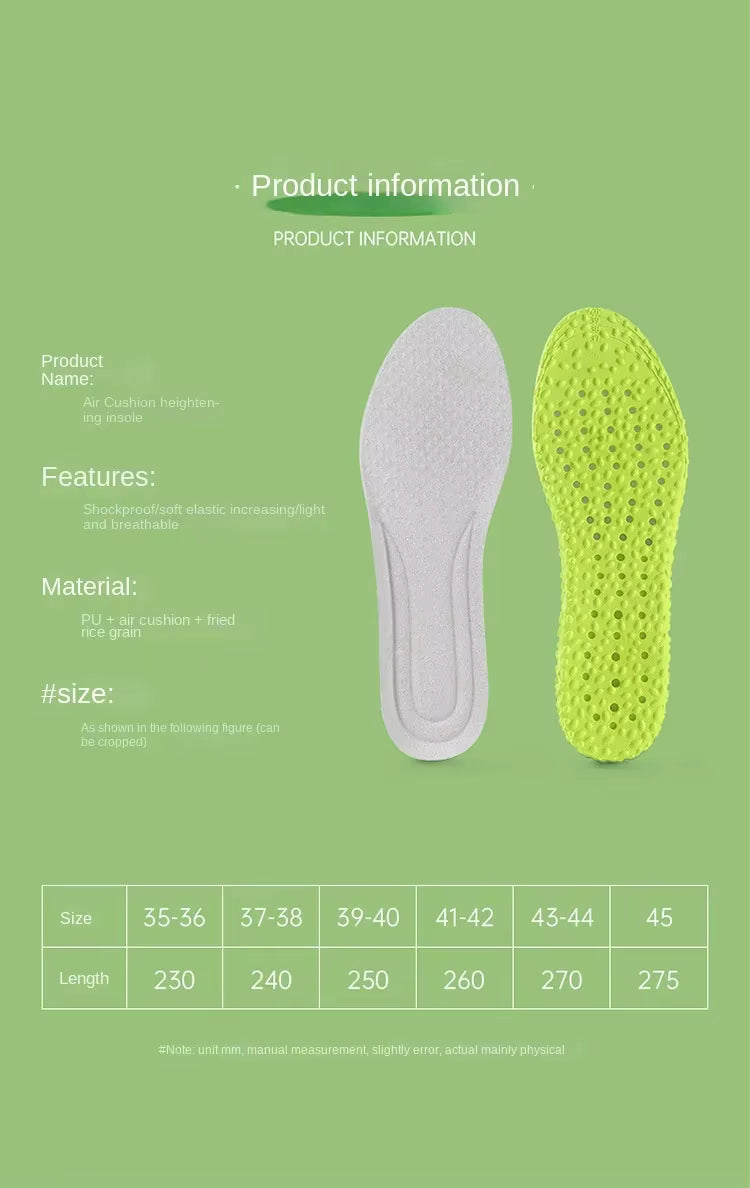 Popcorn height increase insole size chart Pakistan - fits size 35 to 45